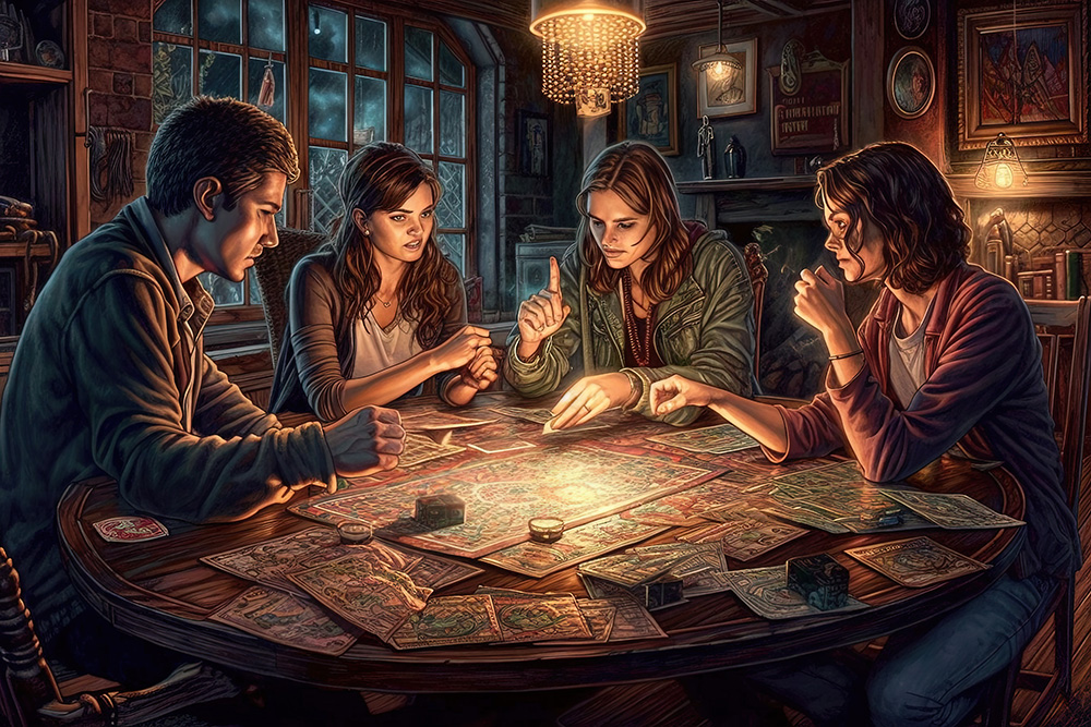 People playing board games